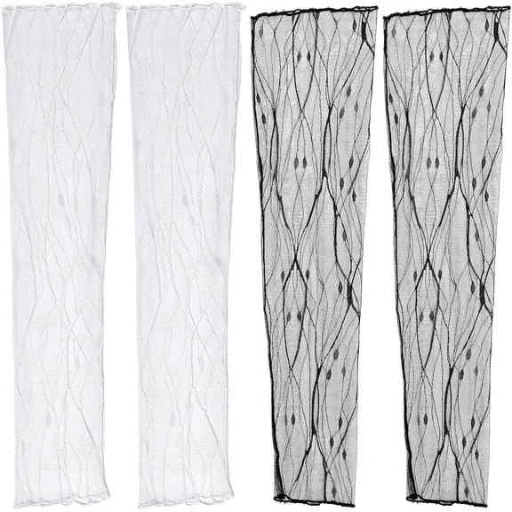 DIY Lace Arm Sleeves Fingerless Bridal Gloves Lightning Bolt Pattern Polyester Lace Arm Sleeves Ideal DIY