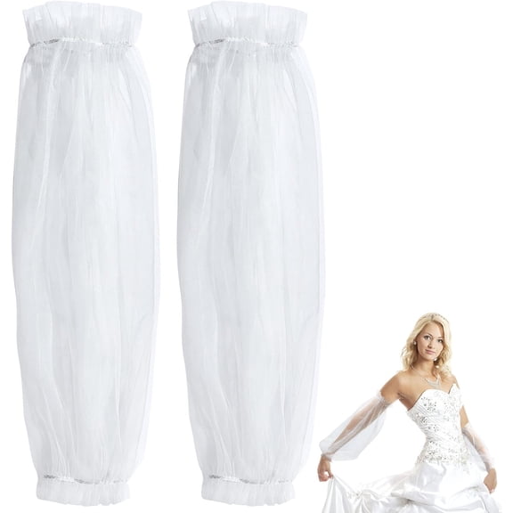 DIY Lace Arm Sleeves White Bridal Gloves Fingerless Polyester Lace Arm Sleeves Ideal for Birthday Parties Wedding Etiquette Driving Riding DIY