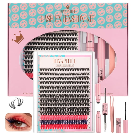 DIY Lash Extension Kit, 280PCS Lash Clusters Kit with Bond, Seal, Remover & Tweezers, 8ā16mm Natural Wispy Individual Lashes, Easy At-Home Eyelash Extensions for Beginners, Perfect Mom Gifts