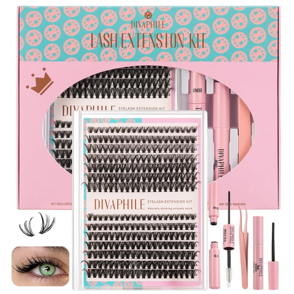 DIY Lash Extension Kit, 280PCS Lash Clusters Kit with Bond, Seal, Remover & Tweezers, 8–16mm Natural Wispy Individual Lashes, Easy At-Home Eyelash Extensions for Beginners, Perfect Mom Gifts