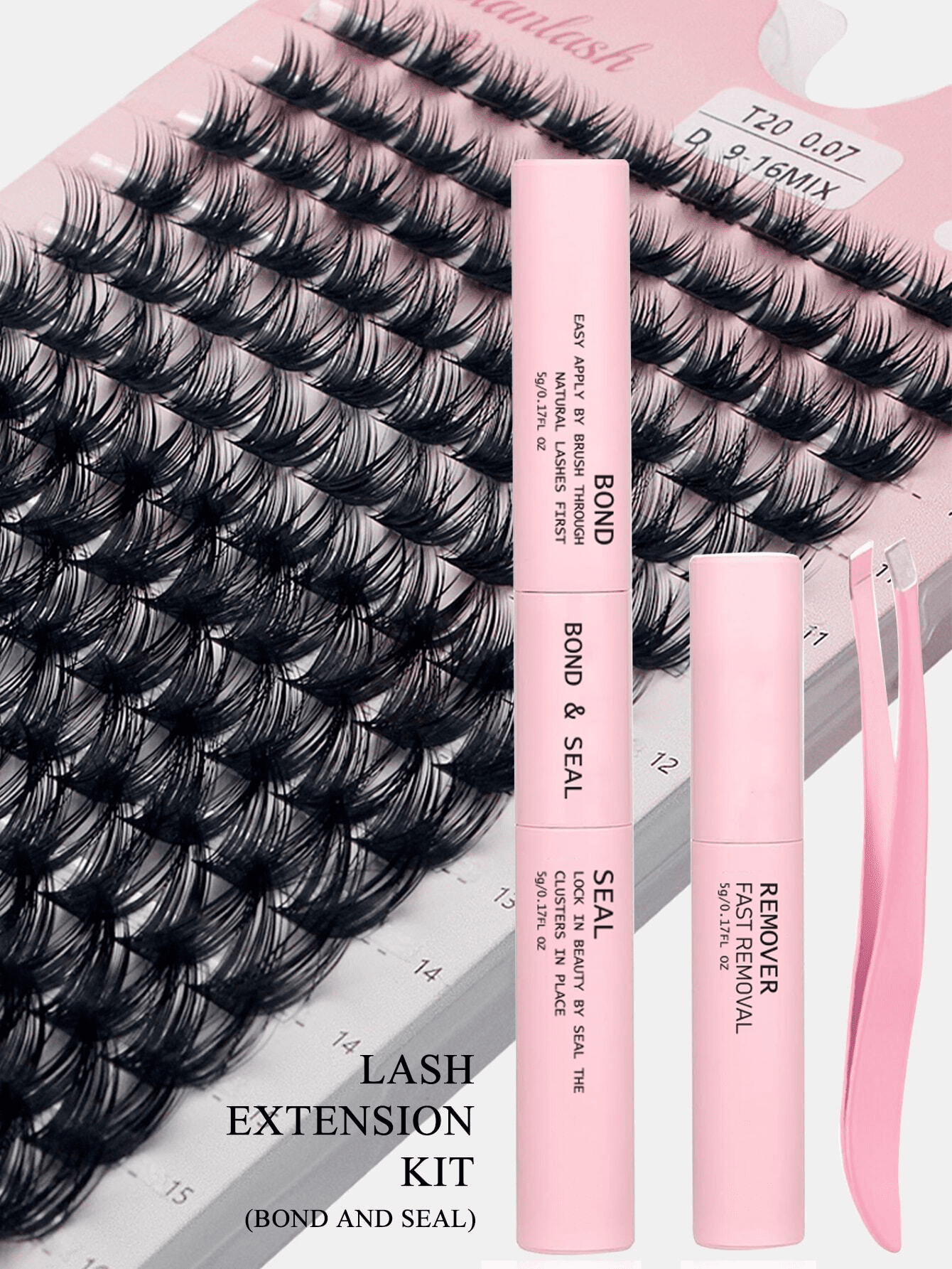 DIY Lash Extension Kit, Lash Cluster 140 Pcs with Strong Hold Lash Bond