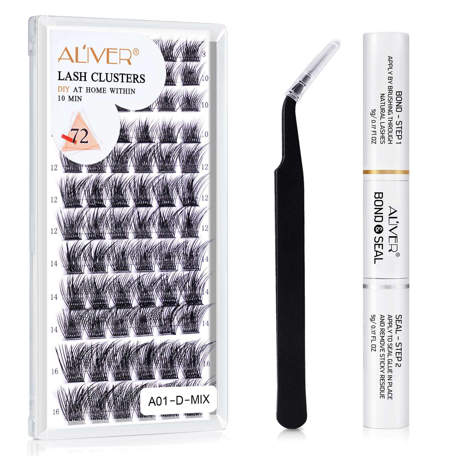 DIY Lash Extension Kit, Lash Cluster 72 Pcs with 72h Strong Hold Lash