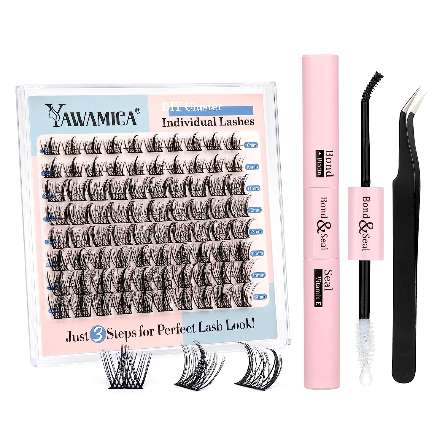 DIY Lash Extension Kit, Lash Cluster 80 Pcs with Strong Hold Lash Bond