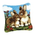 thumbnail image 1 of DIY Latch Hook Cushion Cover Pillowcase Embroidery Crochets Adults and Beginners - Rabbits, 1 of 8