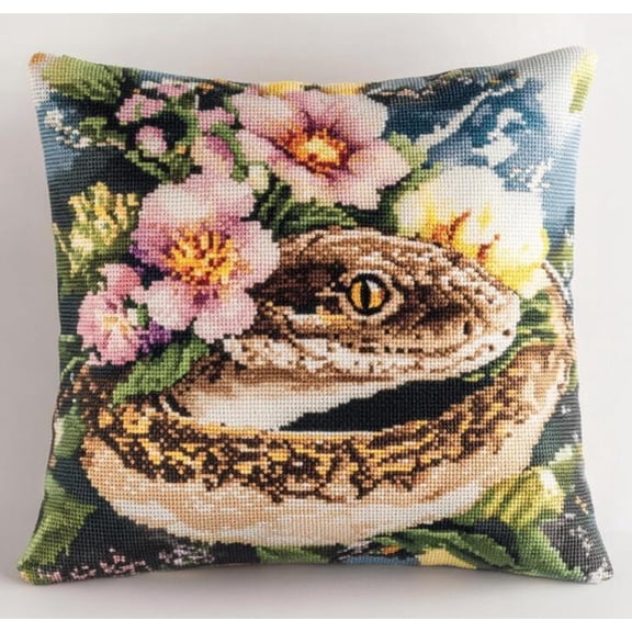 DIY Latch Hook Cushions Snakes and Flowers Latch Hook Kits Cartoon Animals DIY Hooks Knitted Embroidered Carpet Pillow Embroidery Latch Hook Carpet Kit  17x17 inches