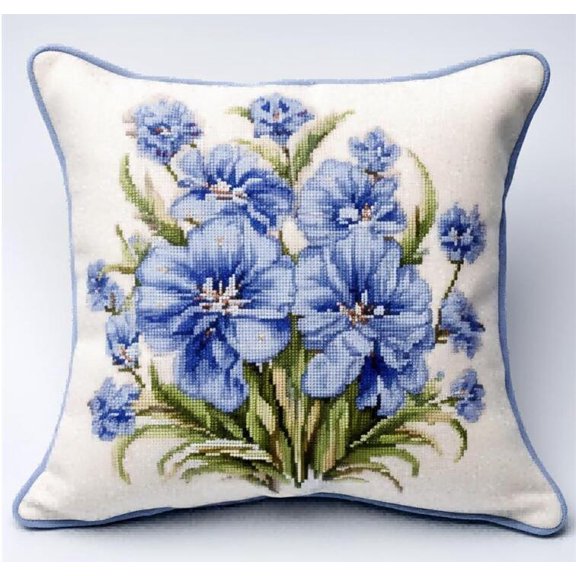 DIY Latch Hook Kit Blue Flowers Latch Hook Kits Fantasy Flowers DIY Latch Hook Kits Latch Hook Kit Hanging Needlework Pillow Cover Latch Hook Carpet Kit 17x17 inches