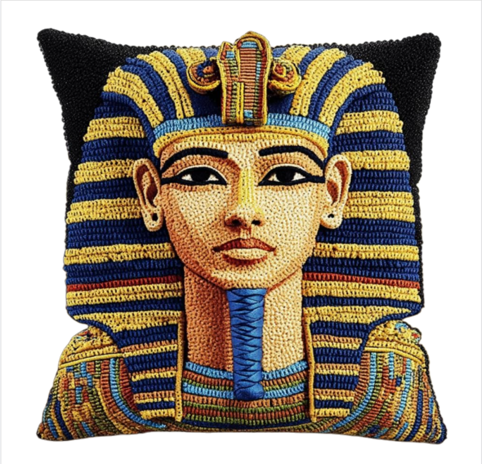 DIY Latch Hook Kit Fantasy Egyptian King DIY Latch Hook Rug Kit For Beginners Embroidery Cushion Canvasfor Adult Beginners 17x17in