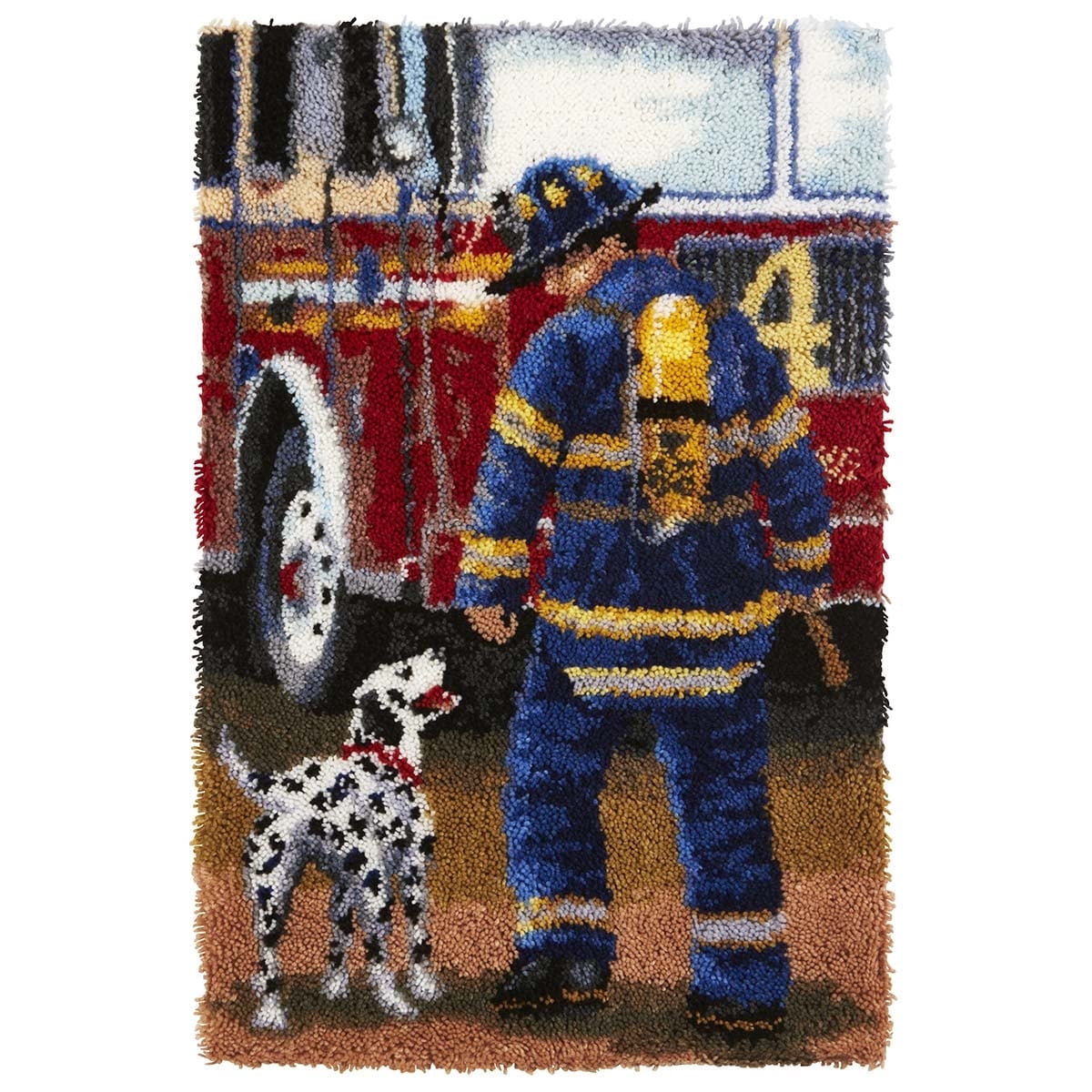 DIY Latch Hook Kit Firefighter - Rug Pattern for Arts, Crochet, and Needlework, Creative Craft Home Decor Ideal for Learning Rug Making 75 × 55cm / 29.5 * 21.65 inches