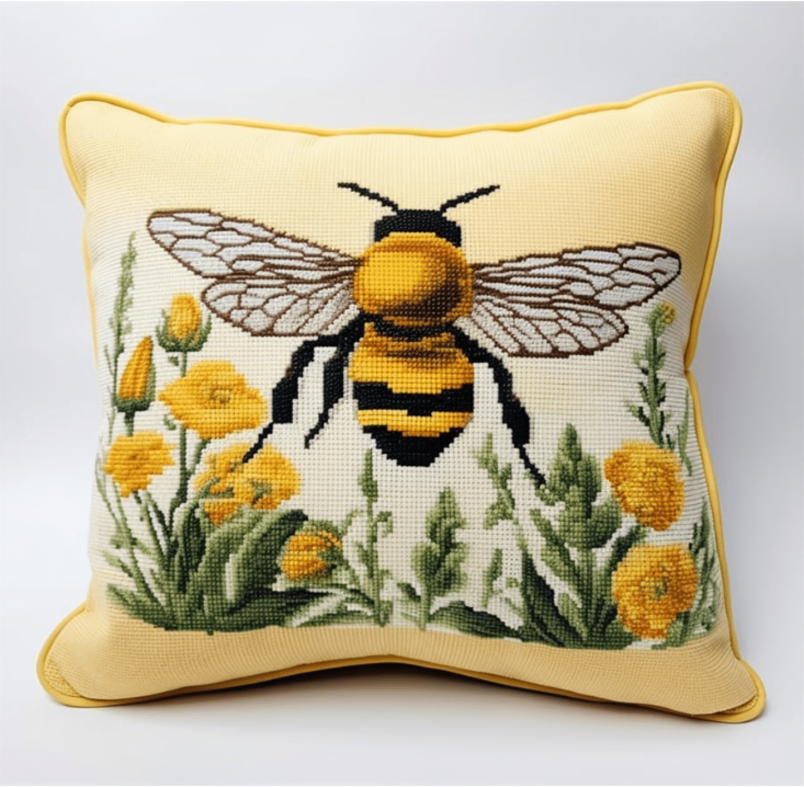 DIY Latch Hook Kits For Adults Bees And Flower Animals Latch Hook Cushion Kit Crochet, Cushion, Rug, Sewing, Craft, Gift For Home And Sofa 17x17in