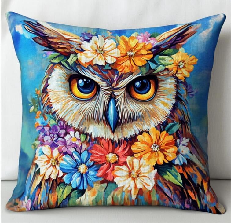 Kit DIY Coussin à Nouer 43x43cm Oiseau - Activité Latch Hook Pour Adultes Et Enfants Débutants - Housse Incluse