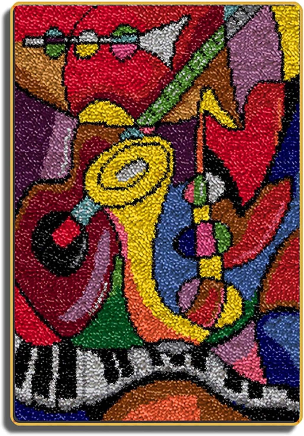 DIY Latch Hook Kits for Adults Beginners, Latge Rug Crochet Yarn Kits Unfinished Crocheting Rug Yarn Cushion Home Decor, 50×38cm/20*15in Bear