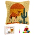 thumbnail image 1 of DIY Latch Hook Pillow Cover Kits Camel and Cactus with Sunset Stamped Handamade Pillowcase Crochet Yarn Hook and Latch Emboridery Throw Pillow for Home Sofa Decor 43x43cm(2), 1 of 8