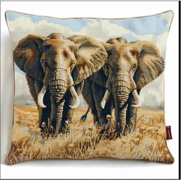 DIY Latch Hook Pillow Kit Animals Elephant Crochet Kits Handmade Pillowcase Latch Hook Kit 17x17inch