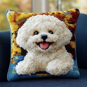 DIY Latch Hook Pillow Kit Crochet Kits Handmade Pillowcase Latch Hook Kit 17x17inch - Animal Dog