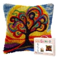 thumbnail image 1 of DIY Latch Hook Pillow Kits Abstract Tree with Swirling Pattern Printed Pillowcase Crochet Yarns Hooking Handmade Pillow Cover Cushion for Home Sofa Decoration 17x17inch-1, 1 of 7