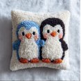 thumbnail image 1 of DIY Latch Hook Pillow Kits, animal penguins Beginner Cushion Cover Latch Hook Kit 17x17in, 1 of 6