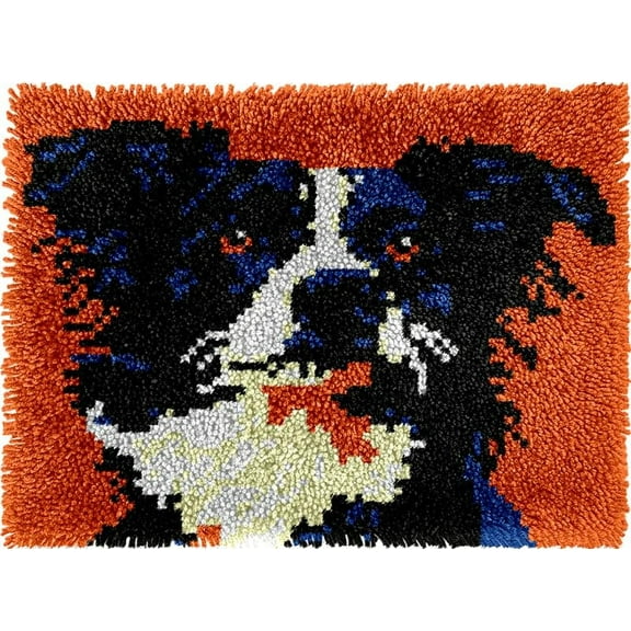 DIY Latch Hook Rug Kits Bernes Mountain Dog DIY Cushion Tapestry Making Crochet Hooking Mat Making Kits With Printed Pattern Canvas DIY Carpet Needlework Kits of Home Decor 52x38cm (f119)