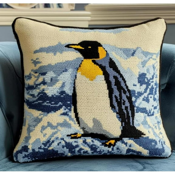 DIY Latch Hook Rug Kits Cartoon Penguin Latch Hook Kits Fantasy Animals DIY Latch Hook Kits Yarn Kits Pillow Rug Pattern Arts and Crafts Crochet Needlework 17x17 inches