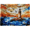 thumbnail image 1 of DIY Latch Hook Rug Kits Lighthouse & Sunset of Sea DIY Cushion Tapestry Making Crochet Hooking Mat Making Kits With Printed Pattern Canvas DIY Carpet Needlework Kits of Home Decor 52x38cm (f110), 1 of 6