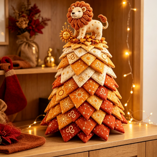 DIY Layered Leo Zodiac Quilted Tree Kit, Practical Creative Assembly Set, Relaxing Hands‑On Hobby to Produce Custom Leo‑Inspired Table Ornament for Home Decor and Gifting Needs
