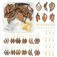 thumbnail image 1 of DIY Leaf Earring Making Kit Including Natural Walnut Wood Pendants Brass Jump Rings Iron Earring Hooks Mixed Color 40Pcs/box, 1 of 6