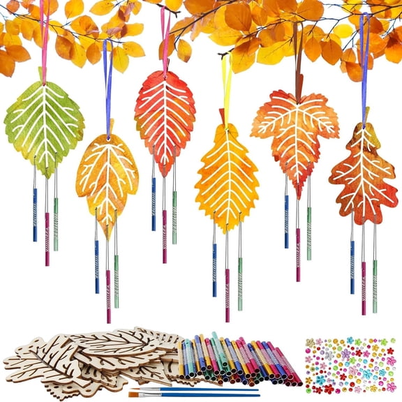 DIY Leaf Suncatchers & Wind Chimes Kit, Creative Window Art Projects, Bulk Painting Craft Kits