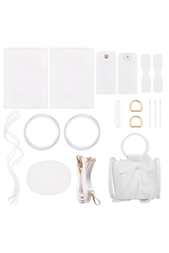 DIY Leather Bucket Bag Making Kit - Homemade Handbag Making Materials - Crossbody Bag Sewing Set 5.5x4.1x5.9 Inch White