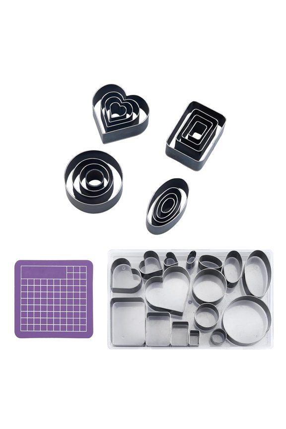 DIY Leather Die Cutting Hearts Rectangle Round Hollow Punch Cutter Tool Manual Punching Die Mold Hole Puncher Cutter for Jewelry Designs Handmade DIY Craft with PVC Cutting Mat Pad