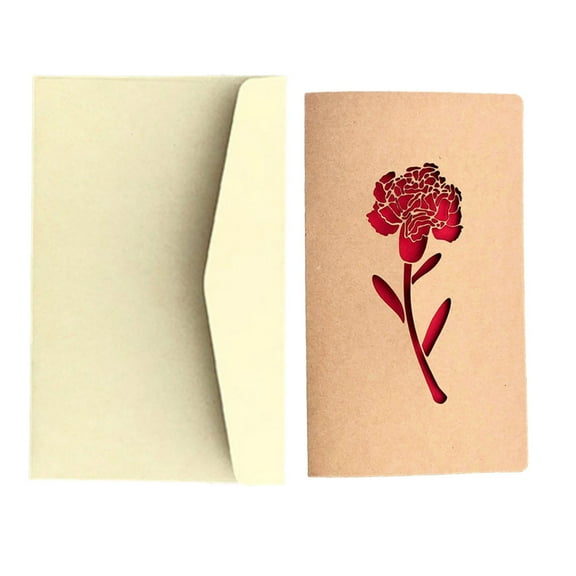 DIY Leather Heart Greeting Card Retro Kraft Paper Hollow Design for Birthday Valentine's Day Christmas and Thank You Celebrations