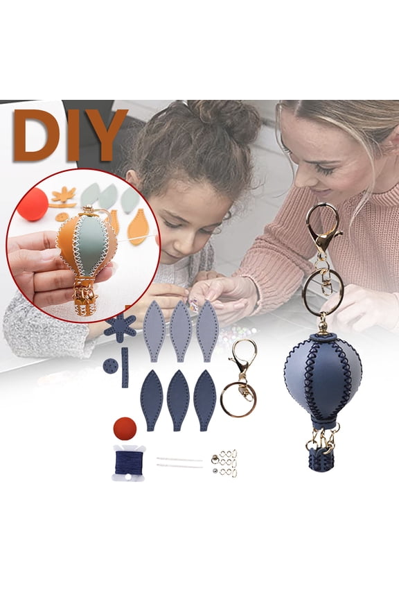 DIY Leather Keychain Craft Kit - Hand Sewn Pendant Keyring with Canvas, Thread & Metal Accessories - Multi-Color Options - Includes Step-by-Step Tutorial - Perfect Gift for Beginners & Craft Lovers