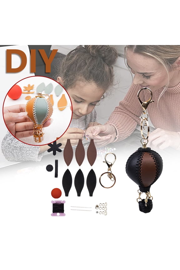 DIY Leather Keychain Craft Kit - Hand Sewn Pendant Keyring with Canvas, Thread & Metal Accessories - Multi-Color Options - Includes Step-by-Step Tutorial - Perfect Gift for Beginners & Craft Lovers
