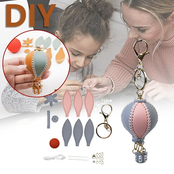 DIY Leather Keychain Kit - Handmade Craft Supplies with Metal Charms, Cotton Thread & Step-by-Step Guide - Portable Sewing Project for Adults, Gift Making & Personal Accessories