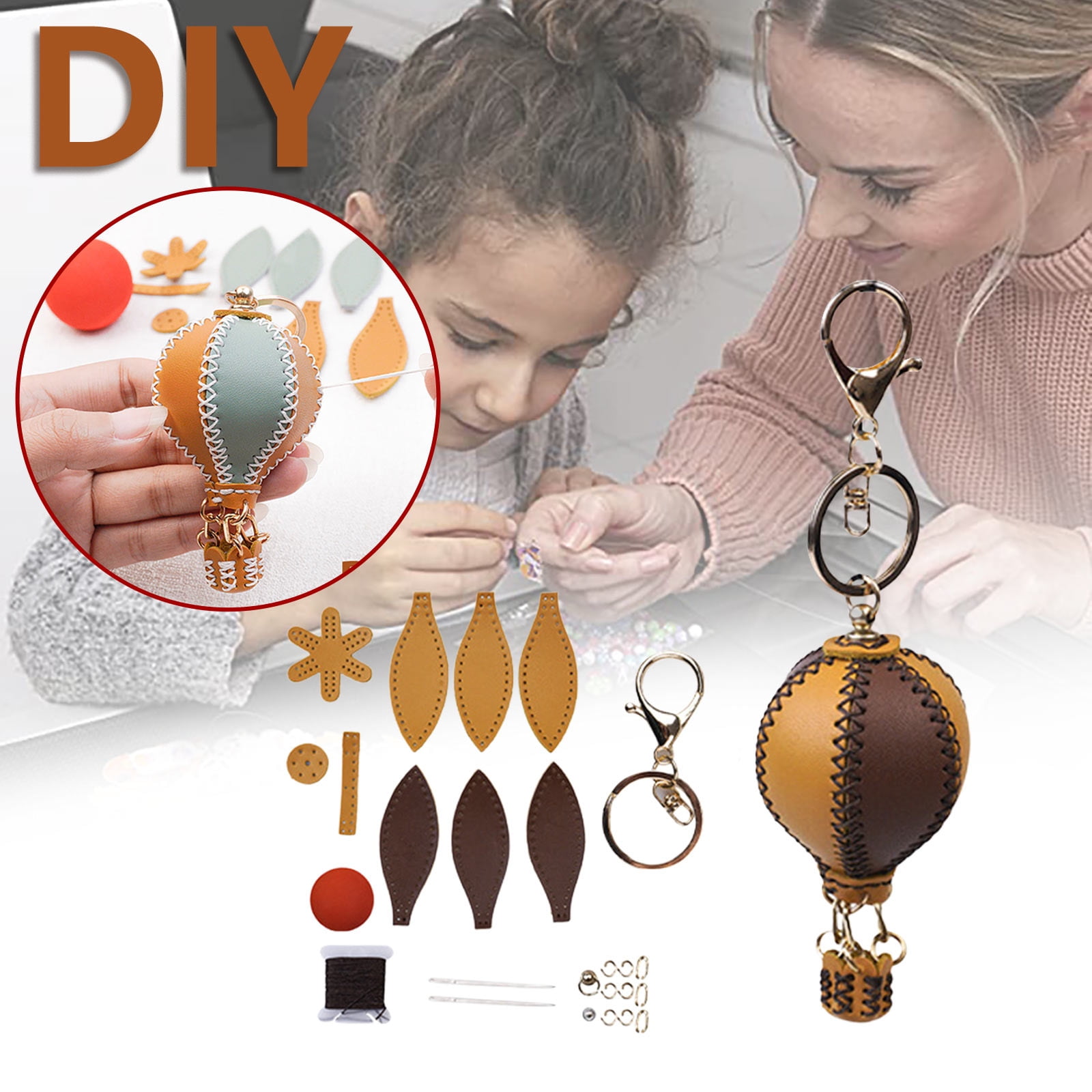 DIY Leather Keychain Making Kit with Canvas and Metal Accessories ...