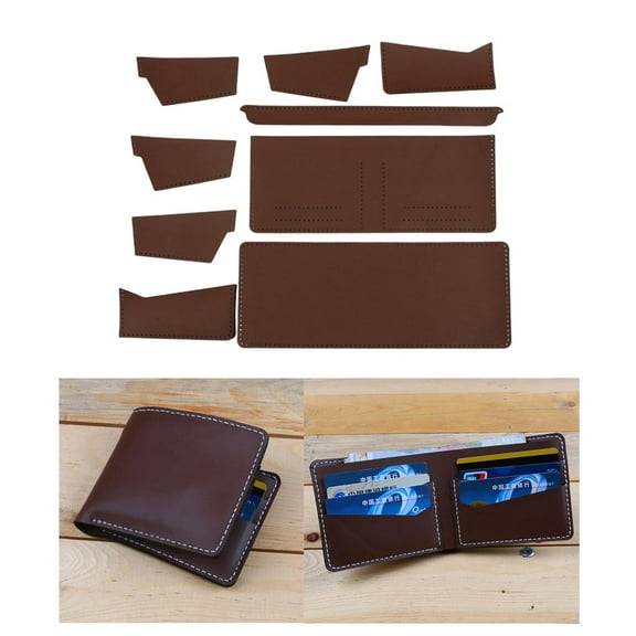 DIY Leather Purse Wallet Leather Craft - with Punched Tooling Leather And Pre-finished Liner Brown