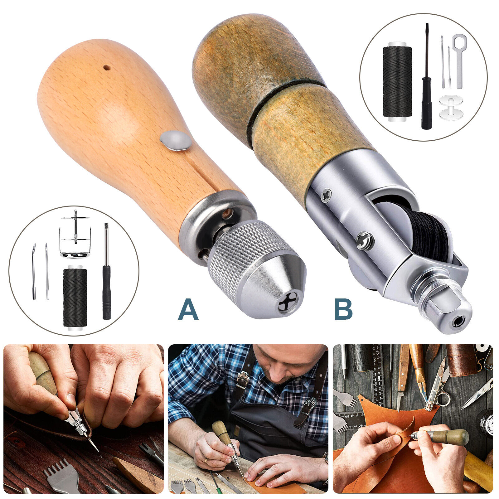 DIY Leather Sail Canvas Speedy Stitcher Sewing Needles Awl Repair Craft
