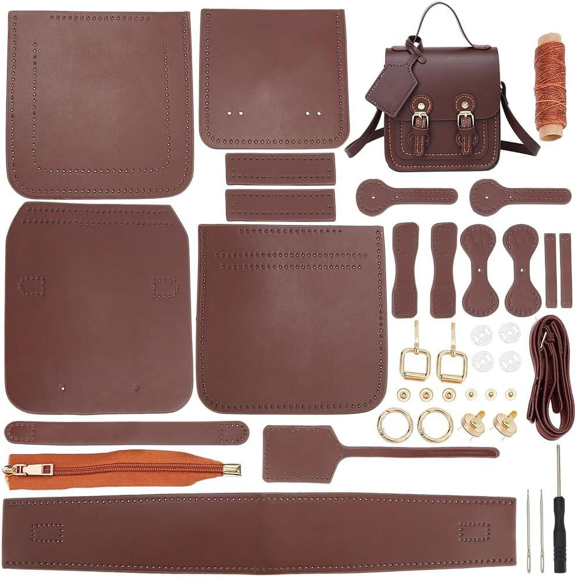 DIY Leather Shoulder Bag Making Kit PU Leather Crossbody Bag Sewing Pattern Materials Craft Kit Handicraft Women Messenger Bag Purse Making Supplies