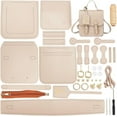 thumbnail image 1 of DIY Leather Shoulder Bag Making Kit PU Leather Crossbody Bag Sewing Pattern Materials Craft Kit Handicraft Women Messenger Bag Purse Making Supplies Personalized Gift Apricot Blanched Almond, 1 of 9