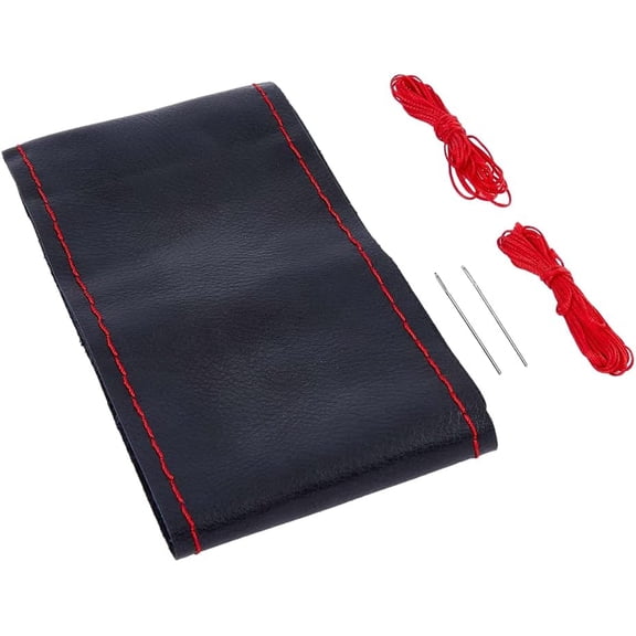 DIY Leather Steering Wheel Cover Non Skid Steering Wheel Cover with Wax Cord and Needles Genuine Leather Black Car Steering Wheel Cover DIY