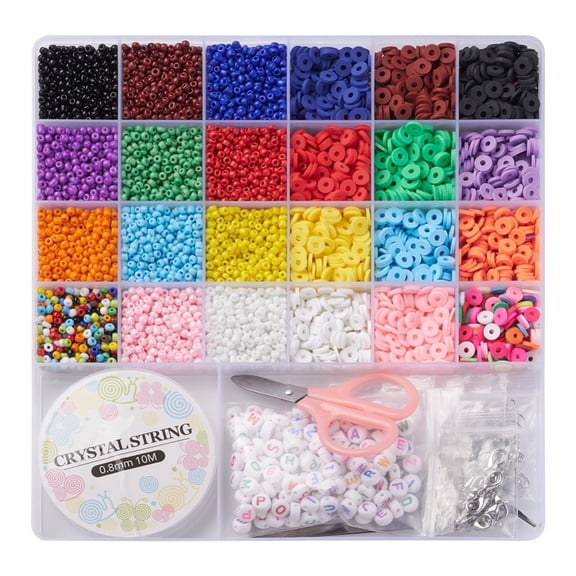 DIY Letter and Heishi Beaded Earring Bracelet Making Kit Including Polymer Clay Disc Glass Seed Initial Polymer Clay Beads: 84g/box