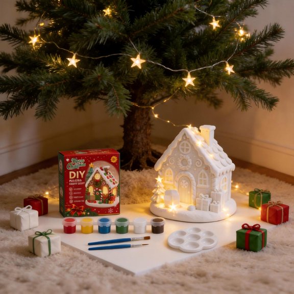 DIY Light-Up Christmas Tree Painting Kit, Christmas Night Light with LED Glow & Paint Craft Set, Indoor Christmas Decorations, Stocking Stuffers & Glowing Centerpiece Gift