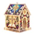 thumbnail image 1 of DIY Light Up Diamond Art Acrylic Cottage, 5D Gem Painting House Ornament with LED Light, Holiday Handmade Craft Decor for Tabletop & Christmas Tree, 1 of 5