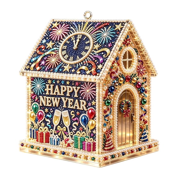 DIY Light Up Diamond Art Acrylic Cottage, 5D Gem Painting House Ornament with LED Light, Holiday Handmade Craft Decor for Tabletop & Christmas Tree