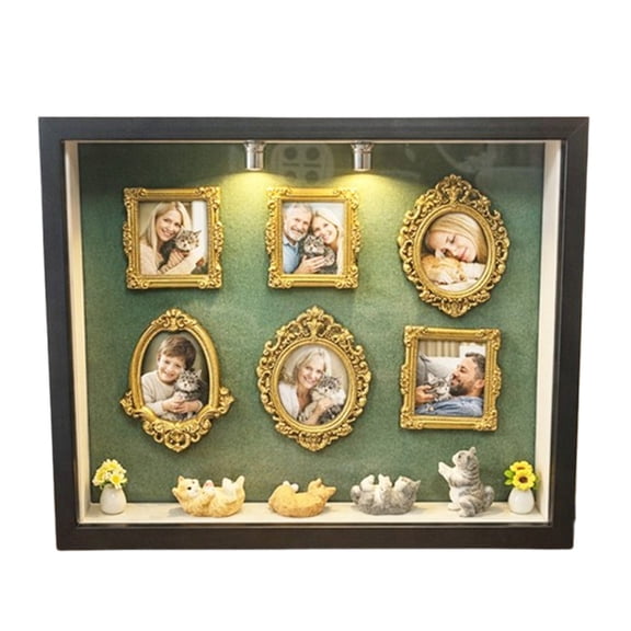 DIY Lighted Cat Shadow Box, Illuminated Mini Scene Photo Frame, 3D Paper Craft Kit with LED, Decorative Desk Lamp for Cat Lovers, Gift Idea, Includes Hanging Loop