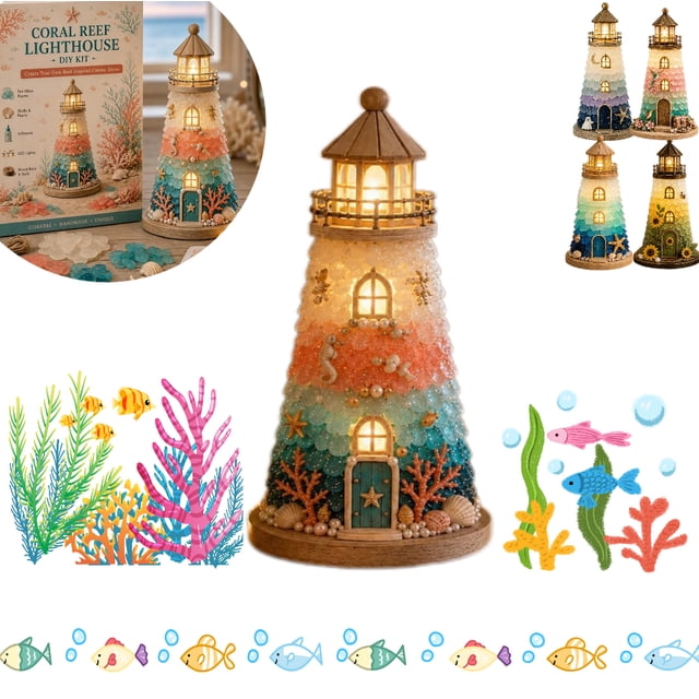 Translucent Install DIY Lighted Glass-Style Lighthouse Kit, LED Craft Project with ...