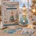 thumbnail image 1 of DIY Lighted Sea Glass Lighthouse Kit，Coastal Craft Kit with LED Lights, Sea Glass Style Pieces, Handmade Ocean Decor, 1 of 7