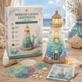 thumbnail image 1 of DIY Lighted Sea Glass Lighthouse Kit，Coastal Craft Kit with LED Lights, Sea Glass Style Pieces, Handmade Ocean Decor, 1 of 7