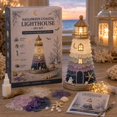 thumbnail image 1 of DIY Lighted Sea Glass Lighthouse Kit，Coastal Craft Kit with LED Lights, Sea Glass Style Pieces, Handmade Ocean Decor, 1 of 7