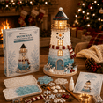 thumbnail image 1 of DIY Lighted Sea Glass-Style Lighthouse Kit, 3D Christmas Craft Kit for Adults with Warm LED Lights, Handmade Tabletop Holiday Decor for Mantel Shelf, Santa Snowman Reindeer Designs(Snowman), 1 of 10