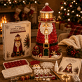 thumbnail image 1 of DIY Lighted Sea Glass-Style Lighthouse Kit, 3D Christmas Craft Kit for Adults with Warm LED Lights, Handmade Tabletop Holiday Decor for Mantel Shelf, Santa Snowman Reindeer Designs, 1 of 9