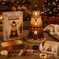 thumbnail image 1 of DIY Lighted Sea Glass-Style Lighthouse Kit, 3D Christmas Craft Kit for Adults with Warm LED Lights, Handmade Tabletop Holiday Decor for Mantel Shelf, Santa Snowman Reindeer Designs, 1 of 10